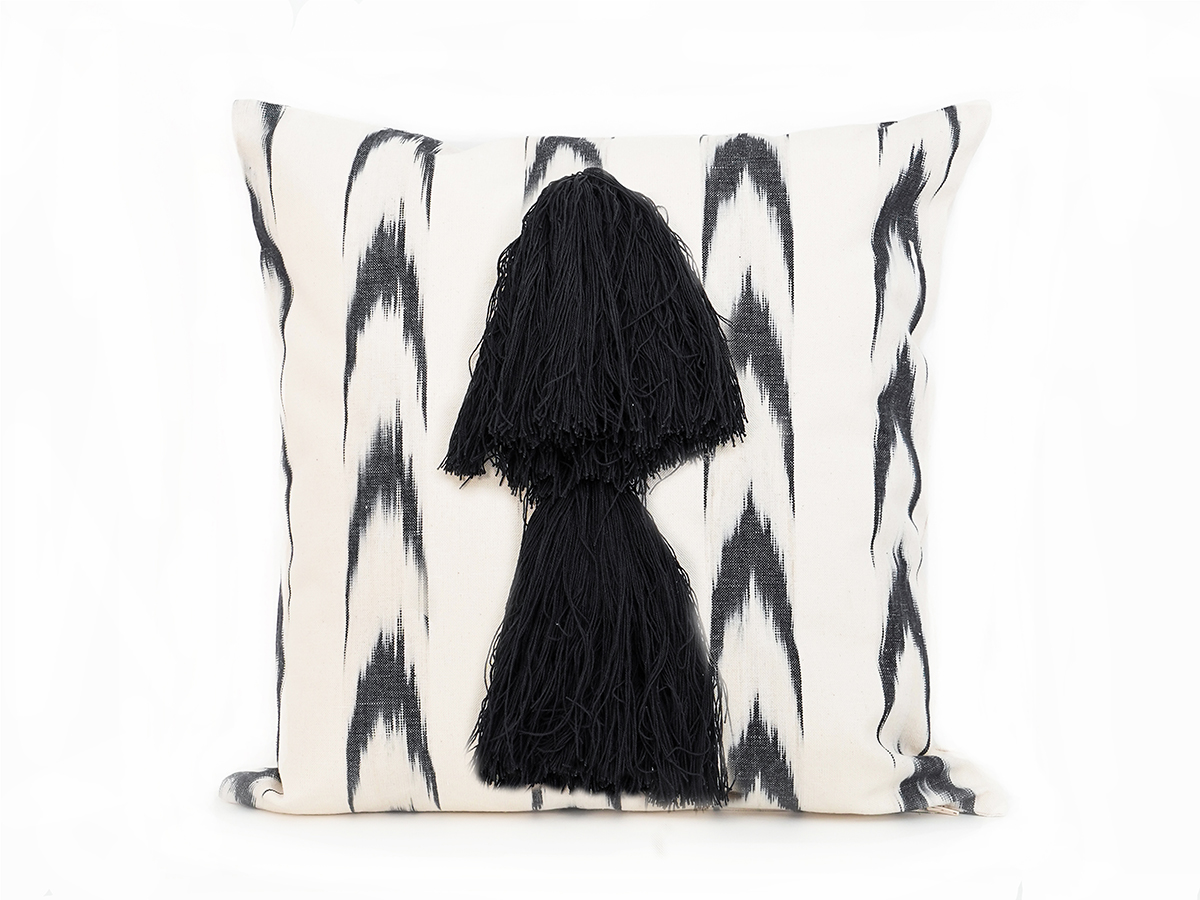 Mallorcan fabric 61 Black Cushion Troca Black