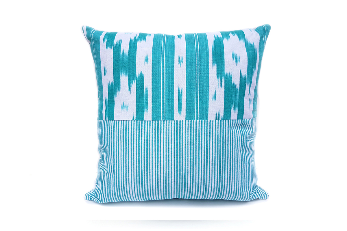 Mallorcan fabric patchwork cushion cover 104/106 Turquoise