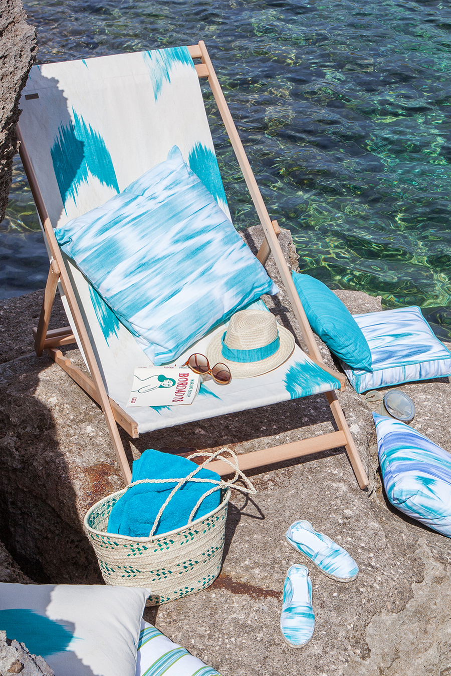 Cojin tela Mallorquina ikat 60 Turquesa - Imagen 3