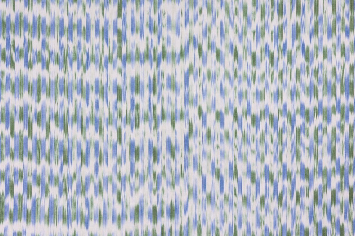 Mallorcan fabric Ikat 110 olive green / light blue