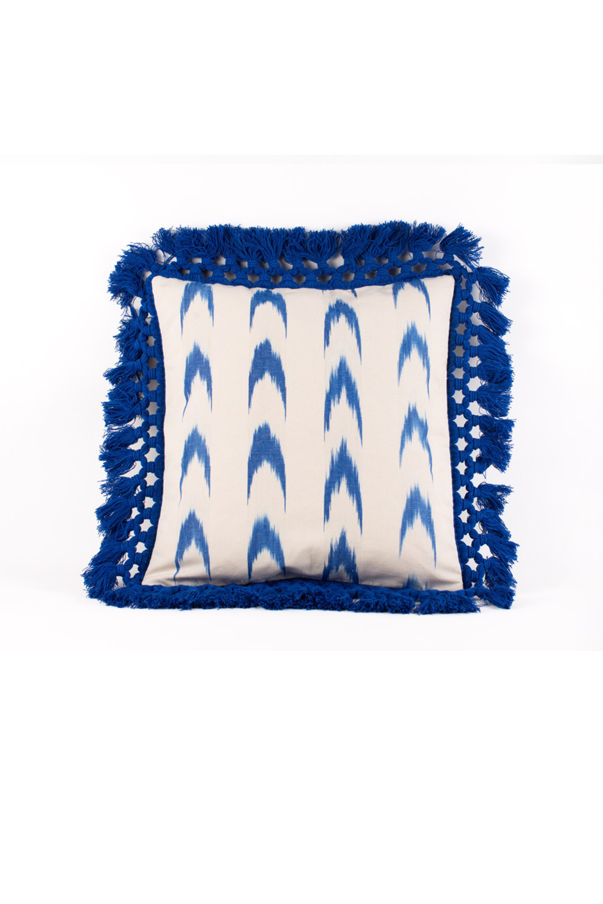 ikat 61 Blau fransenkissen