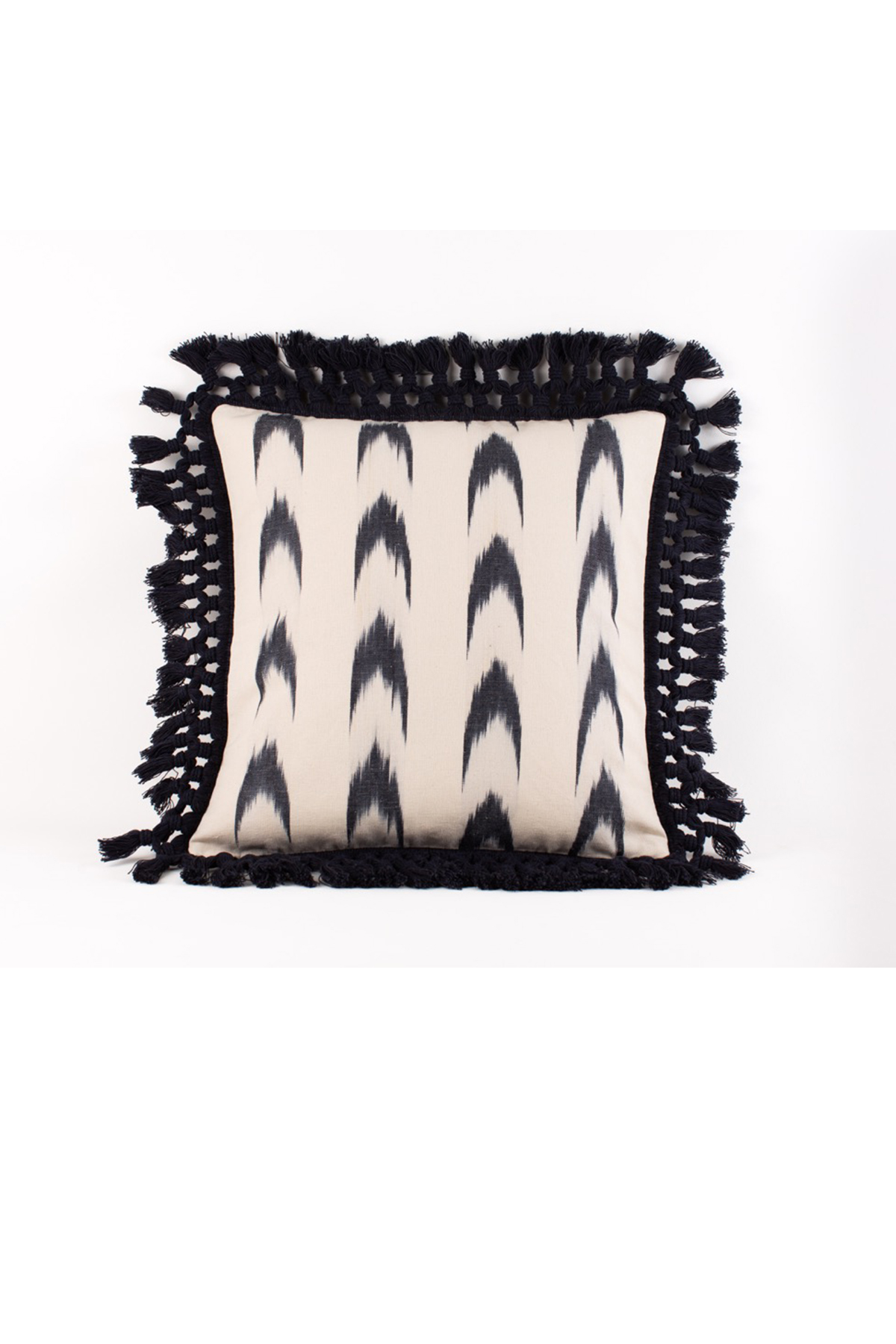 Fringe cushion cover Mallorcan fabric  61 Black