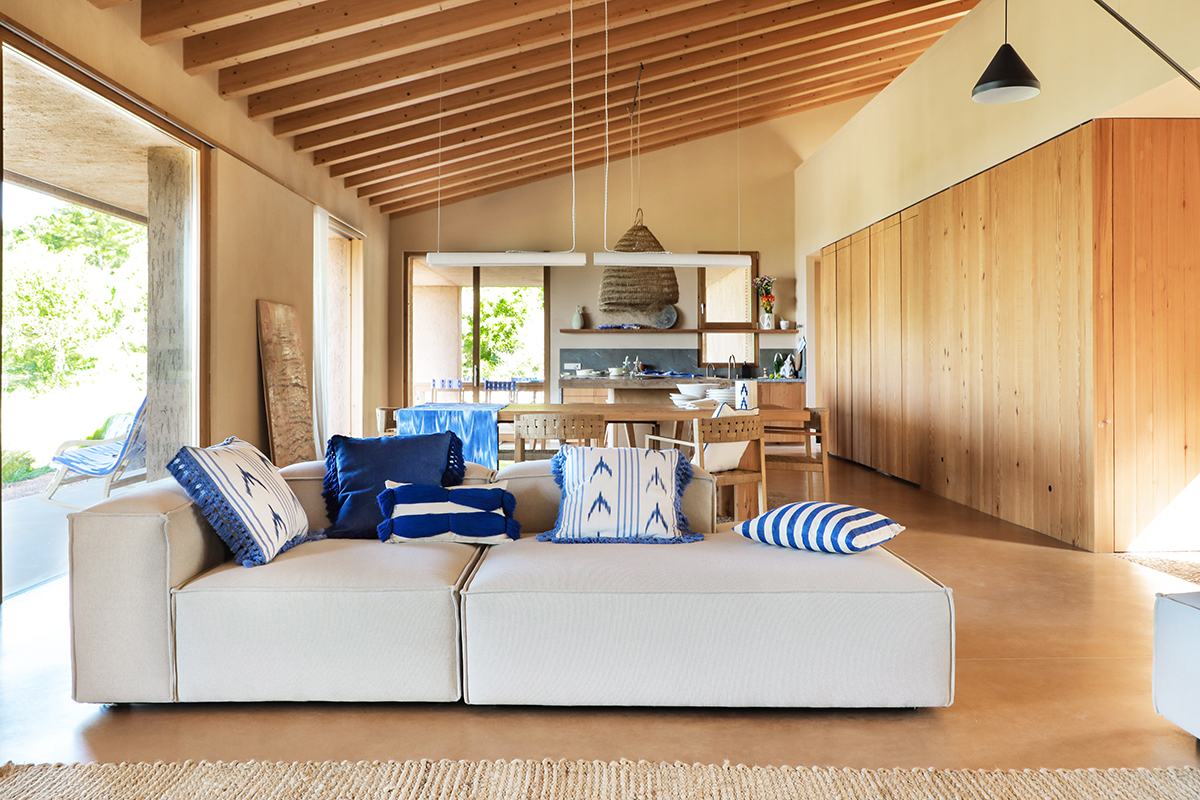 ikat 61 Blau fransenkissen – Bild 3