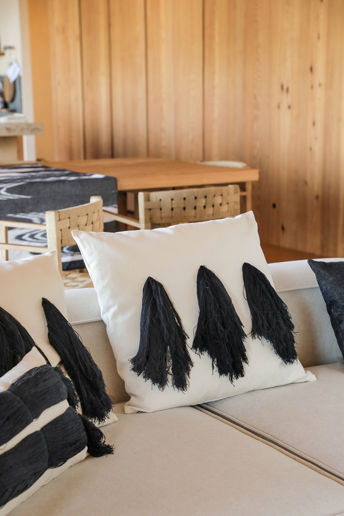 Mallorcan fabric 61 Black Cushion Troca Black - Image 2