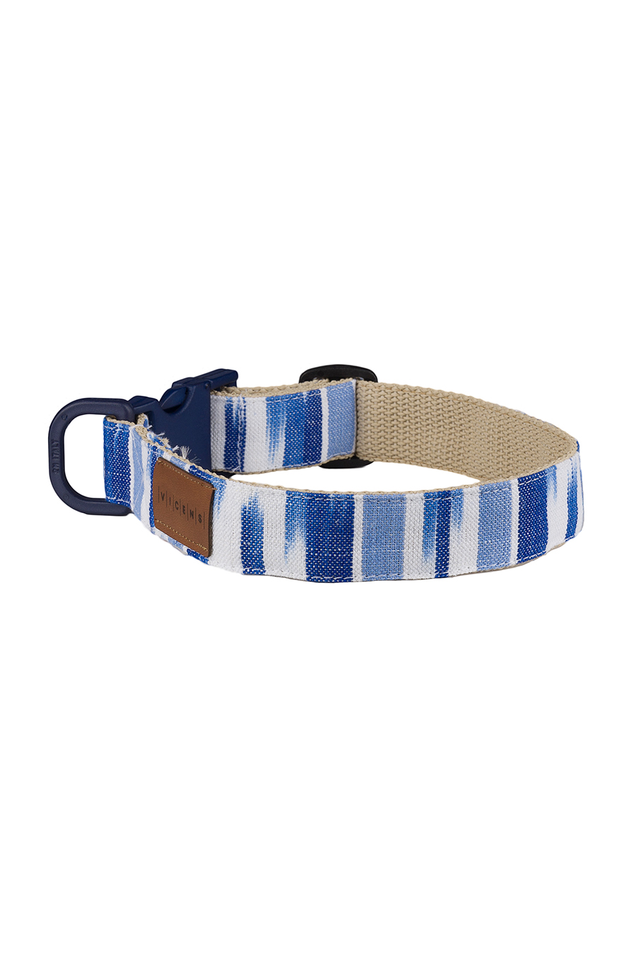 Collar acolchado para mascotas en tejido mallorquín azul modelo 109 de Teixits Vicens