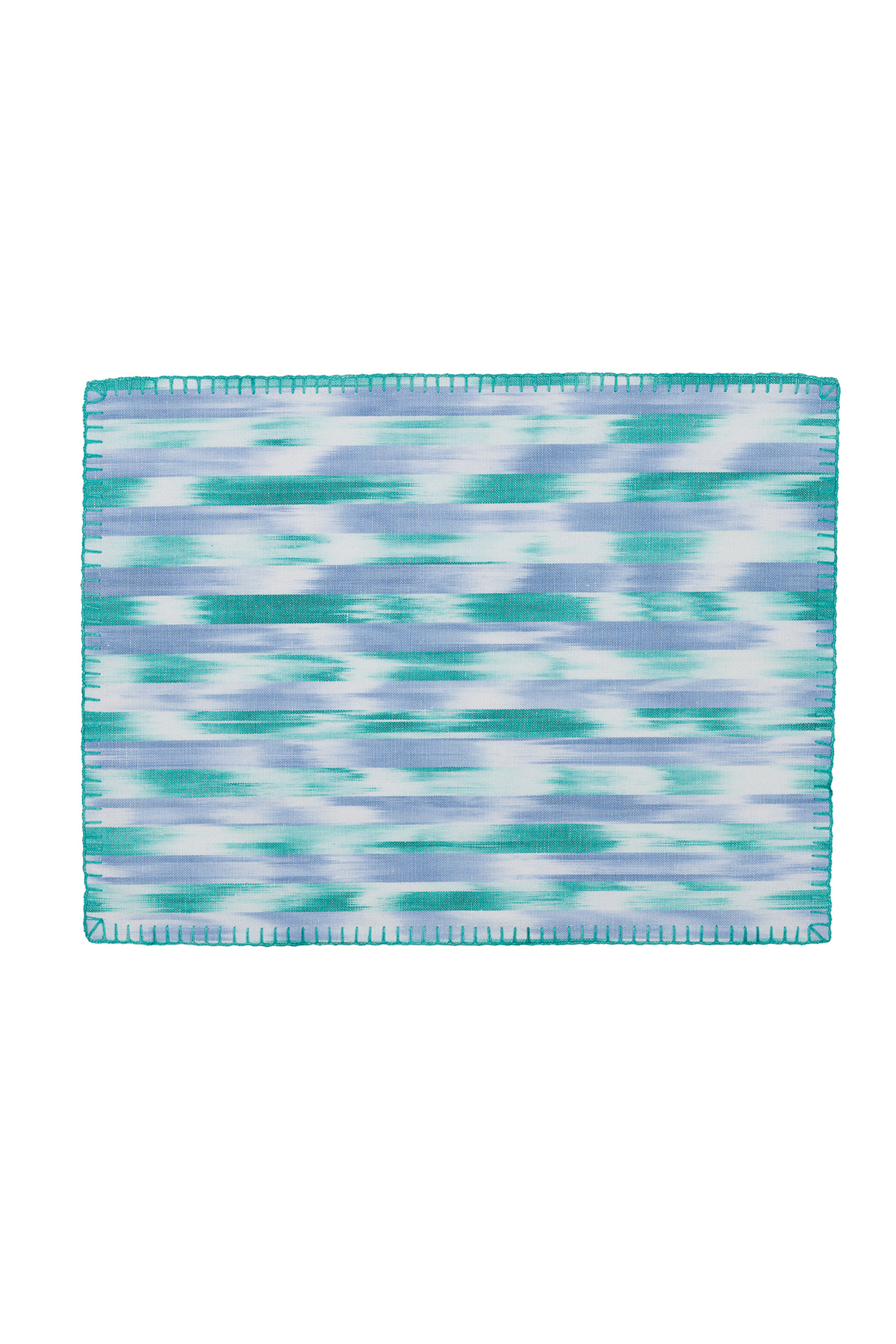 Einzelstich Platzset ikat stoff 110 Türkis himmelblau