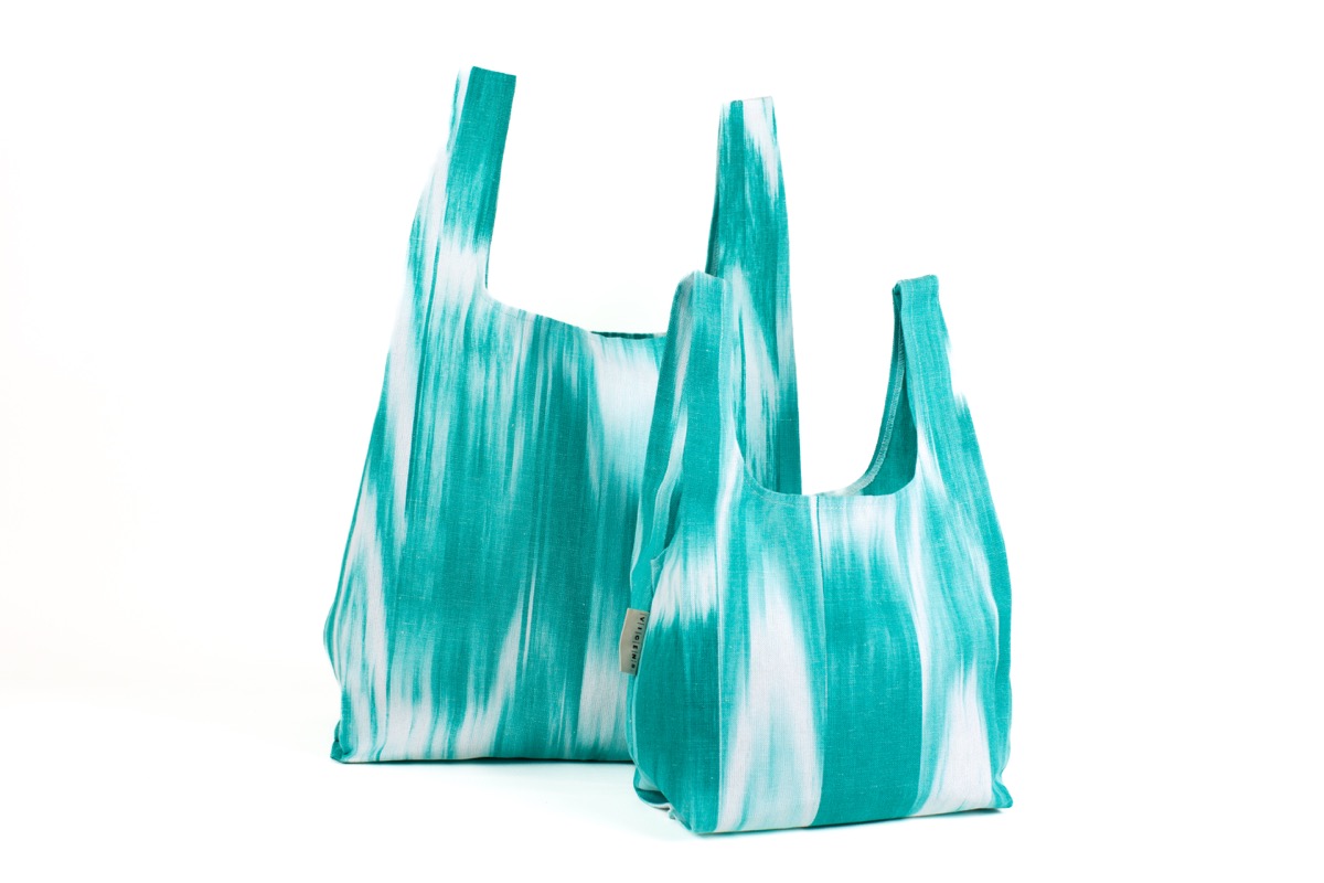 Einkaufstasche aus mallorquinischem Stoff 101 Türkis – Bild 2