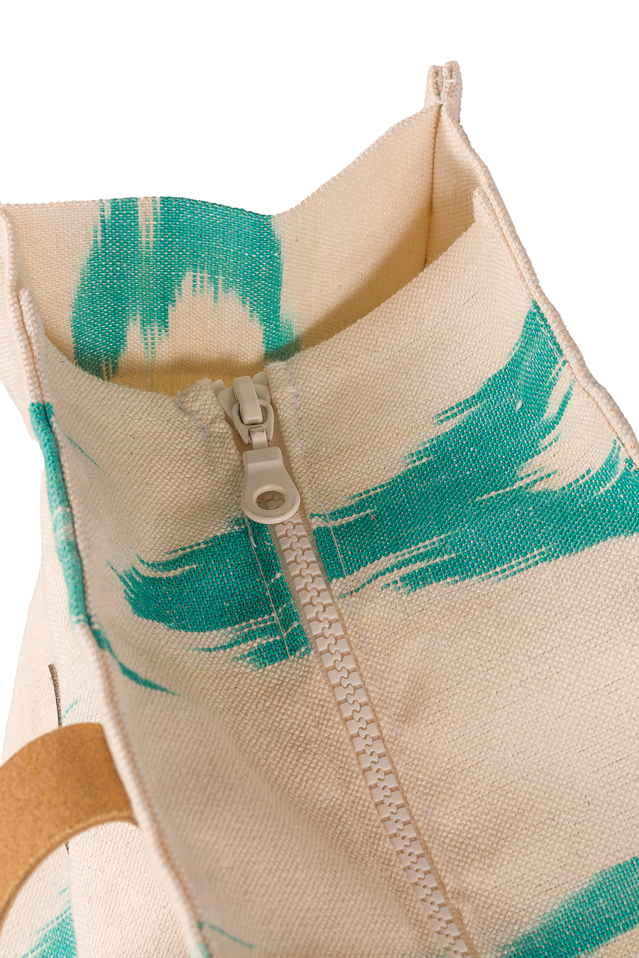 Henkeltasche aus Ikat-Leder 61 Türkis – Bild 4