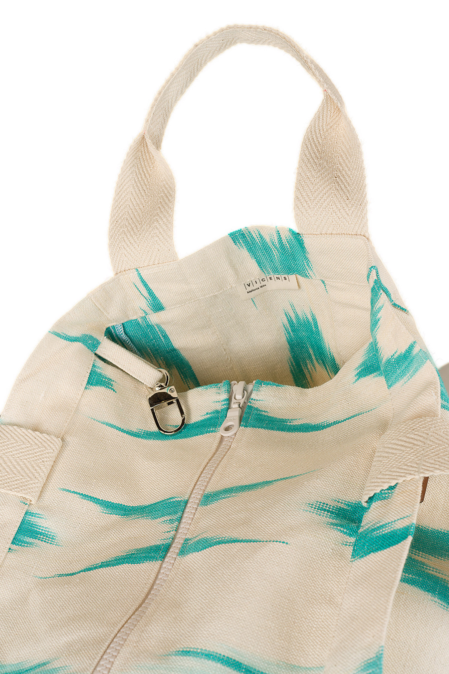 Beach bag Mallorcan fabric 61 Turquoise - Image 3