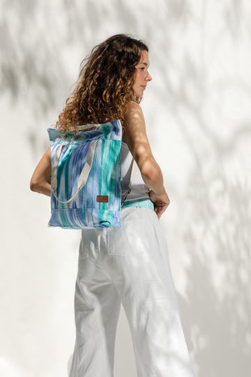 Bag backpack Mallorcan fabric ikat 200 Blue