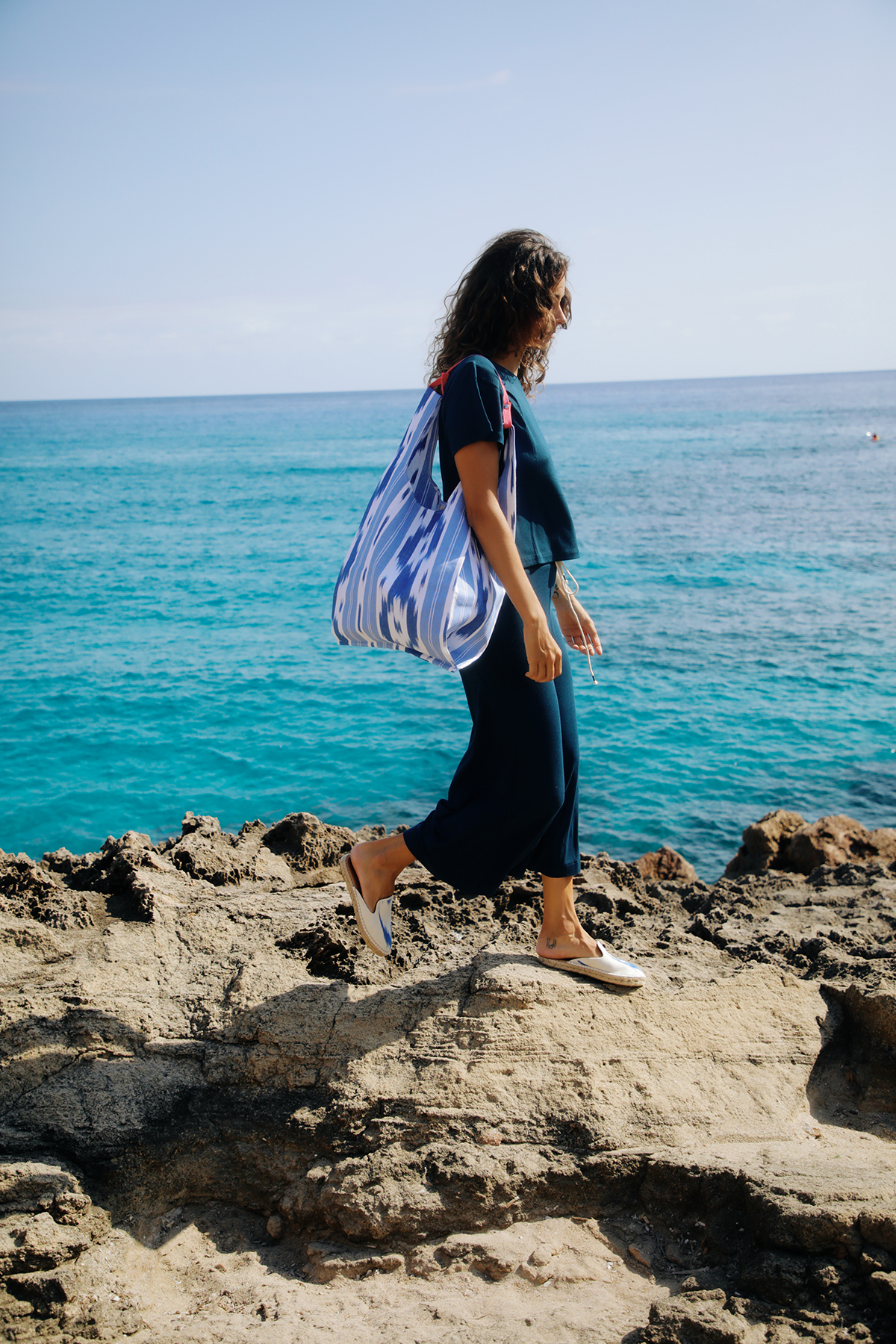 Mallorcan fabric shopper bag 104 Blue