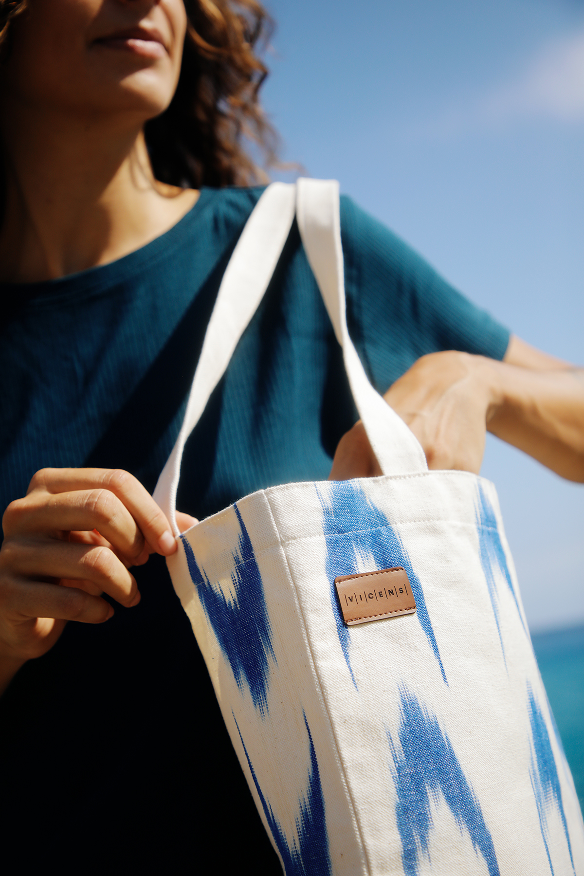 Einkaufstasche Ikat 61 Blau – Bild 3