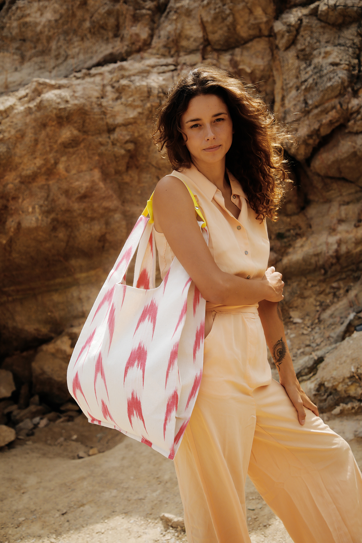 Shopper bag Mallorcan fabric 61 Pink fuchsia - Image 2