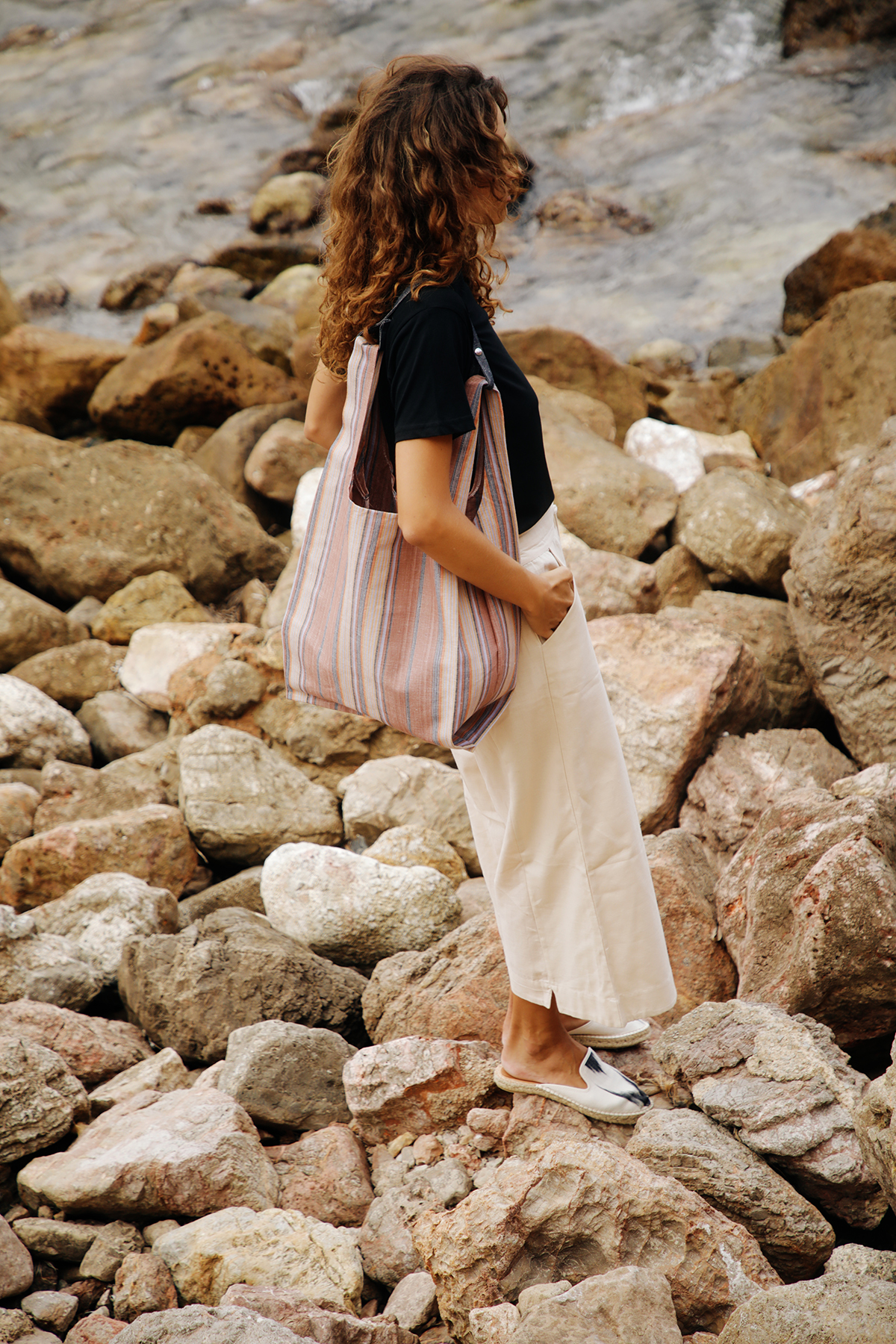 Shopper bag Mallorcan fabric 237 Brown