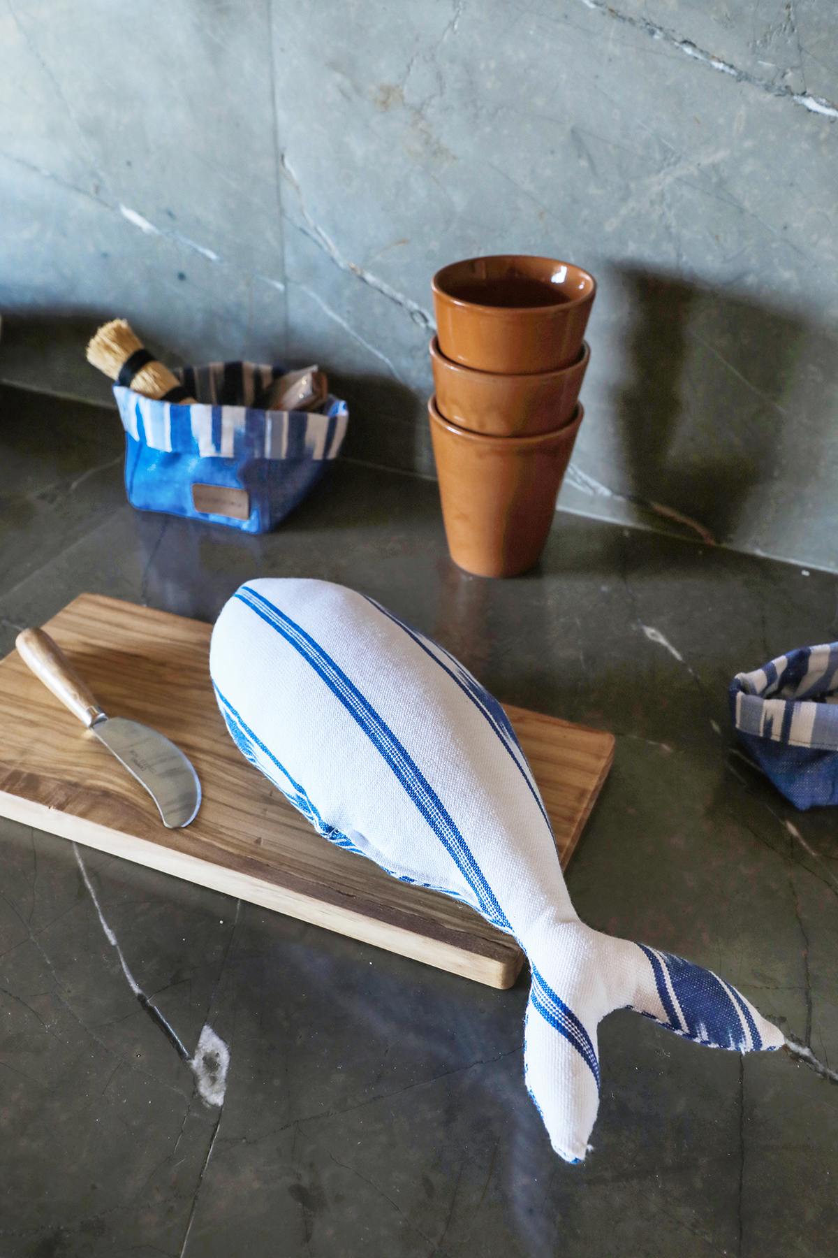 Mallorcan fabric basket ikat 109 Blue - Image 2