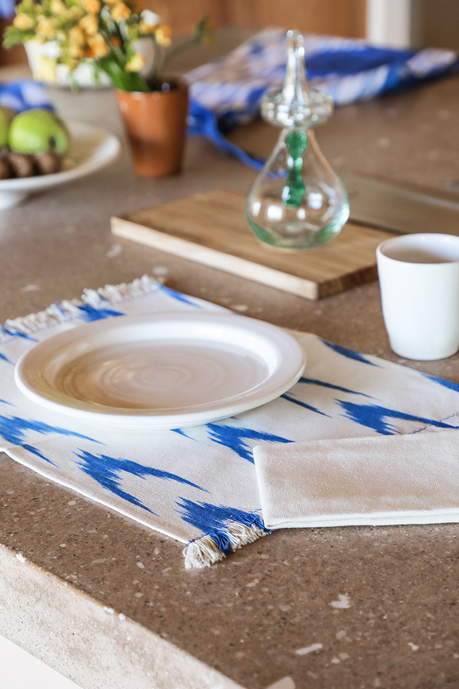 Platzset ikat stoff 61 Blau