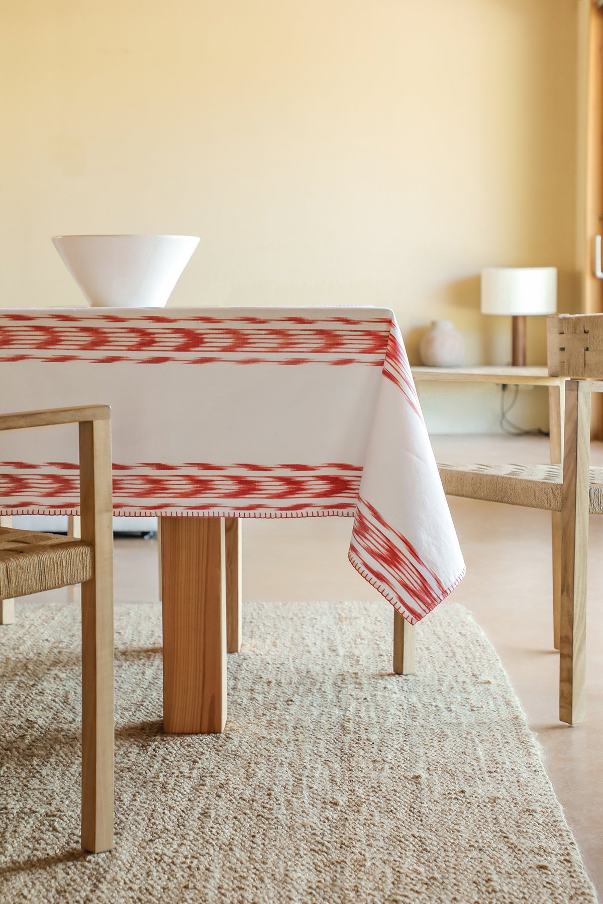 Estovalles puntada de taula tela ikat 235 Burdeus