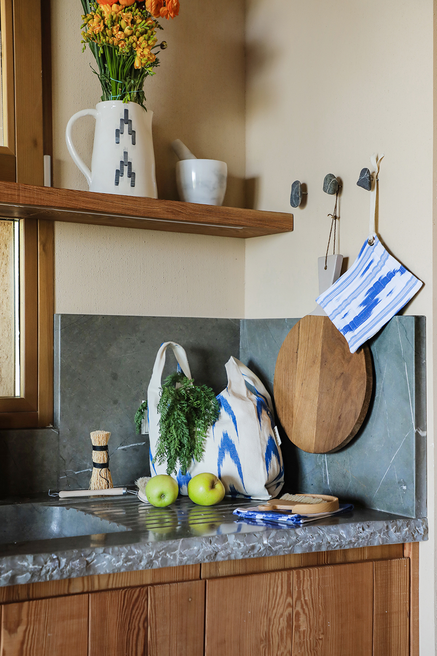 Einkaufstasche aus mallorquinischem Ikat-Stoff 61 Blau – Bild 4