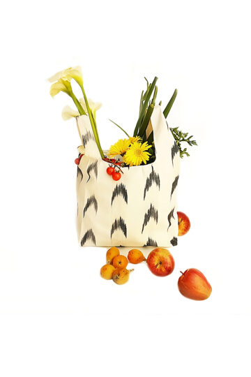 Mallorcan Ikat Fabric Shopping Bag 61 Black