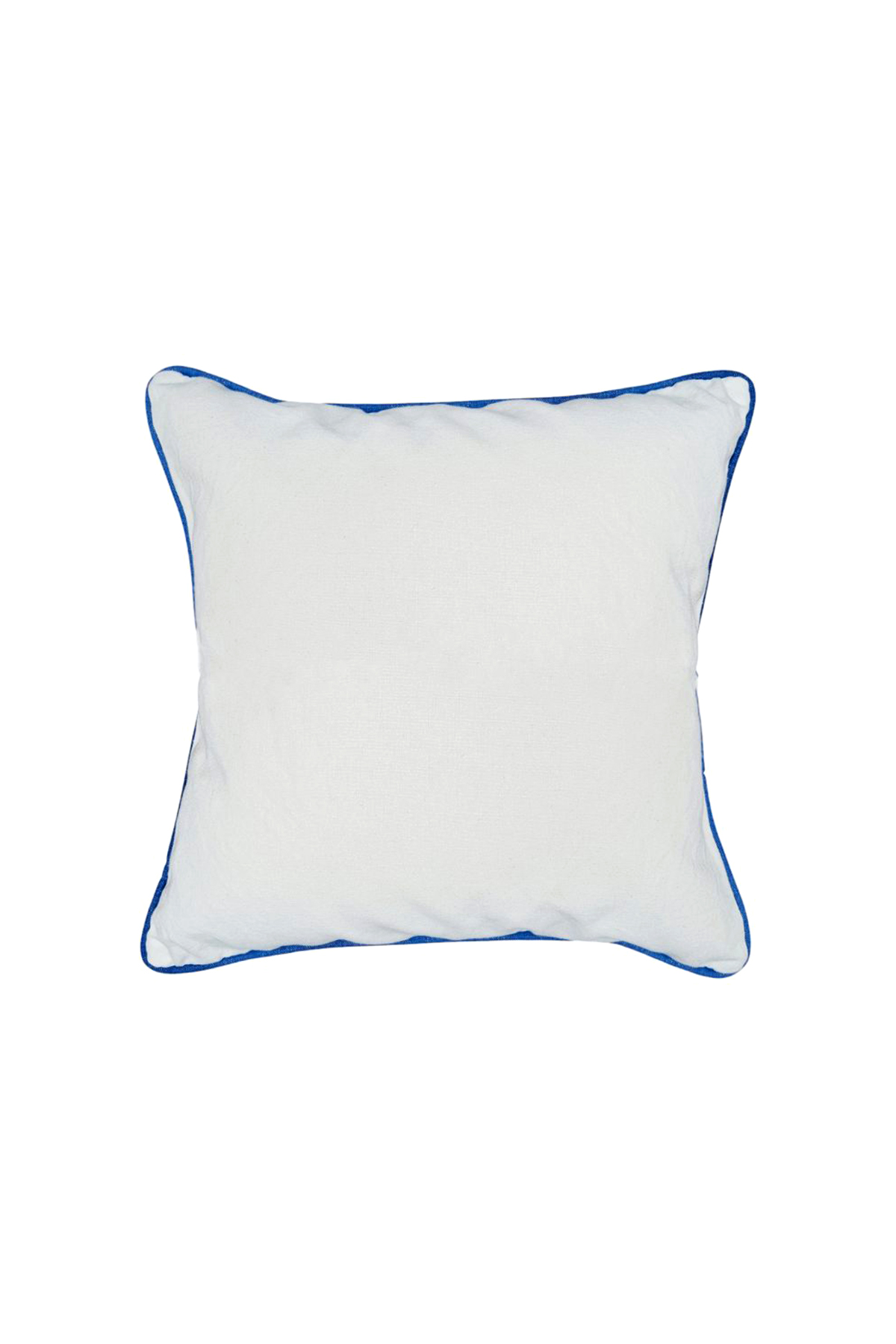 Kissen ecru mit paspel Blau