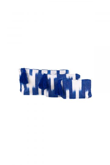 Necesser pompom tela Mallorquina ikat 105 blau