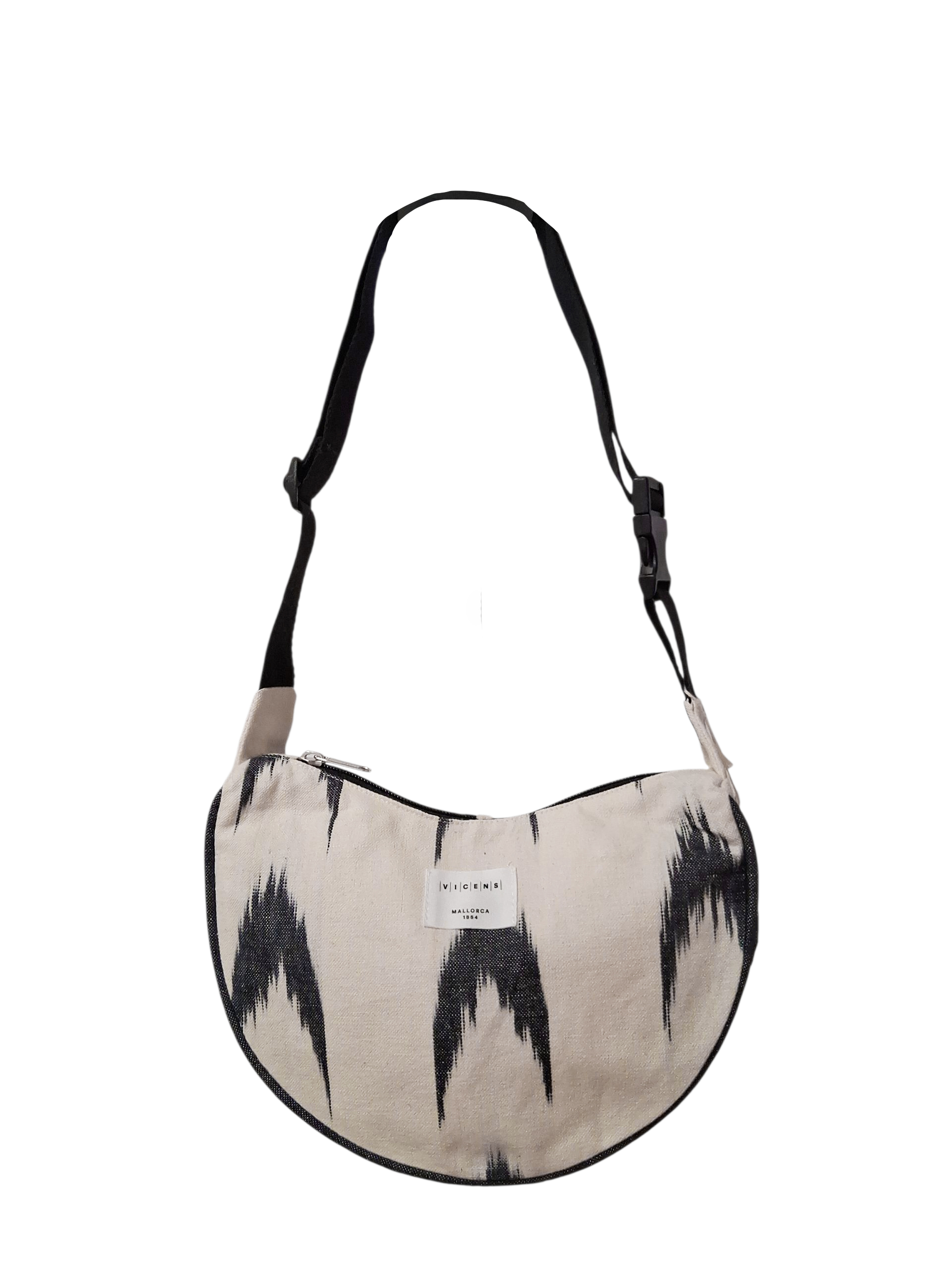 Crescent-shaped bag Mallorcan fabric